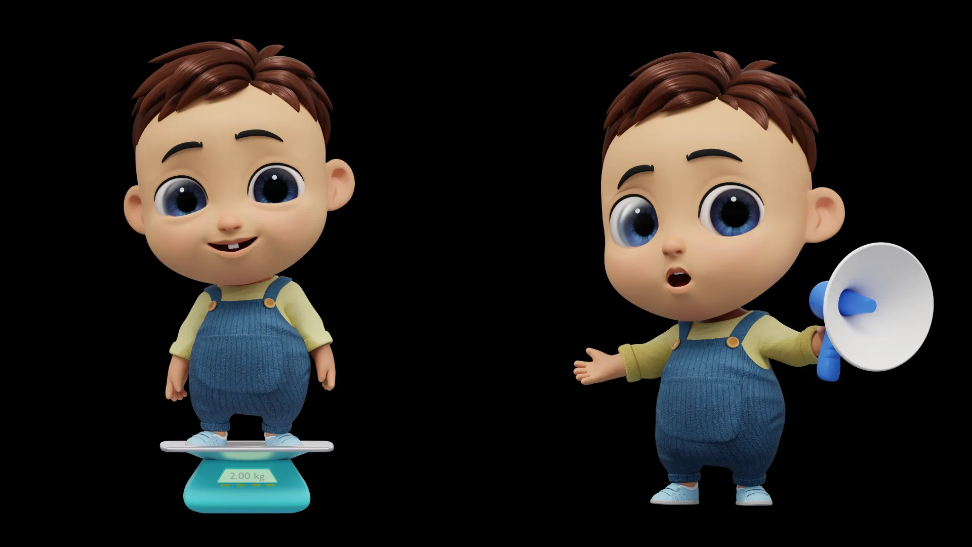 Cartoon baby boy 3D character showcase 3